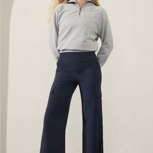 Athleta Brooklyn High-Waist Wide Leg Cargo Trousers - Navy